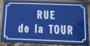 Plaque Rue de la Tour