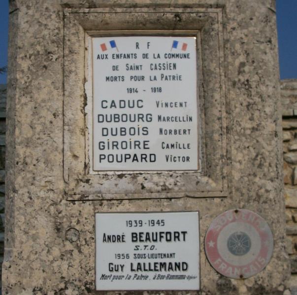 St Cassien Monument aux morts noms